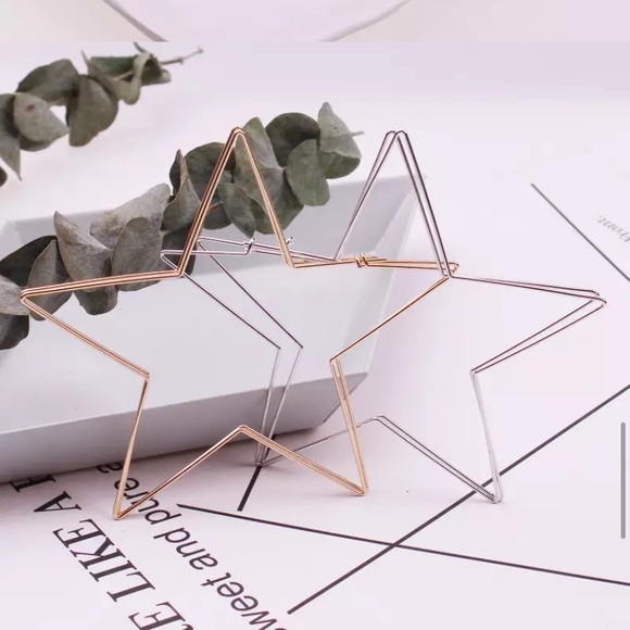 New Alloy Silver Star ⭐️ Earrings - Picture 3 of 4